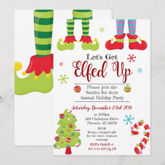 Laten we Elf Xmas met kerstfeest opruimen Kaart (Voorkant / Achterkant)