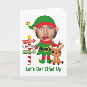 Laten we Elfachtig Worden Humor Foto Kerstmis Feestdagen Kaart