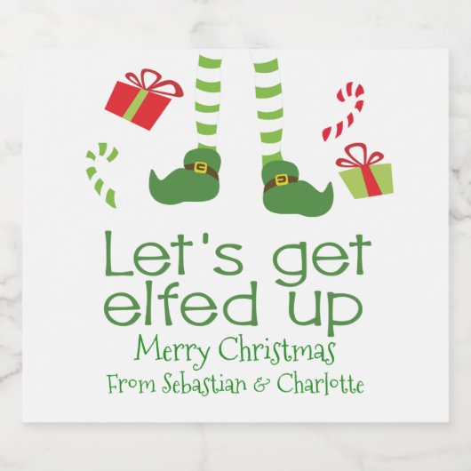 Laten we Elfed Up Christmas Humor gepersonaliseerd Bier Etiket (Enkel label)