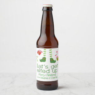 Laten we Elfed Up Christmas Humor gepersonaliseerd Bier Etiket
