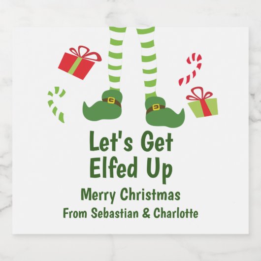Laten we Elfed Up Christmas Humor gepersonaliseerd Bier Etiket (Enkel label)