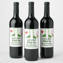 Laten we Elfed Up Christmas Humor gepersonaliseerd Wijn Etiket