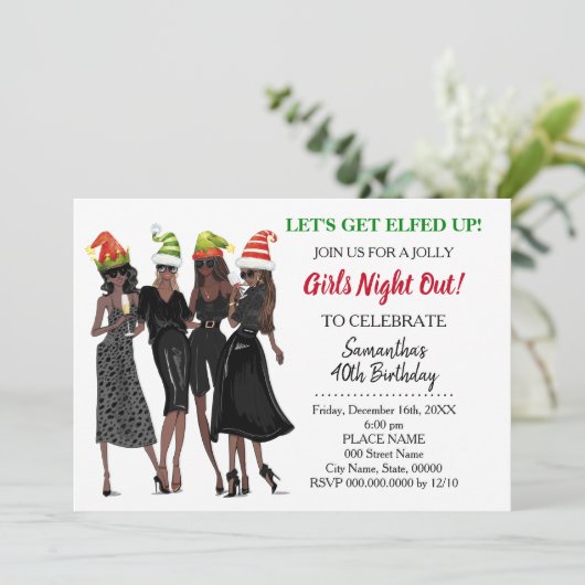 Laten we Elfed Up Kerstavond uit Verjaardag Kaart (Staand voorkant)