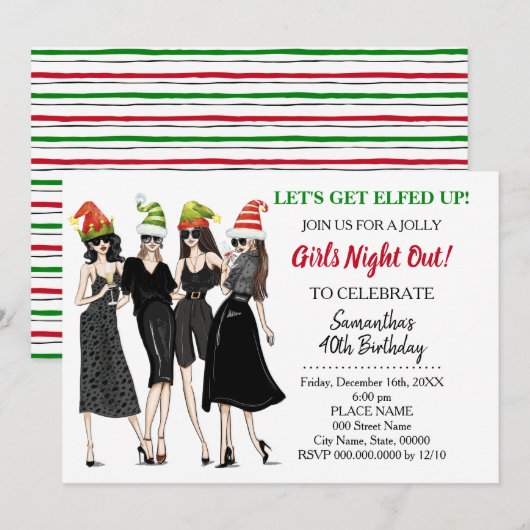 Laten we Elfed Up Kerstavond uit Verjaardag Kaart (Voorkant / Achterkant)