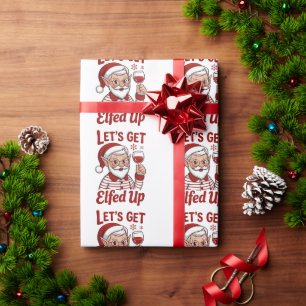 Laten we Elfenfeest Vieren Snarky Kerst Wijn Elf H Cadeaupapier