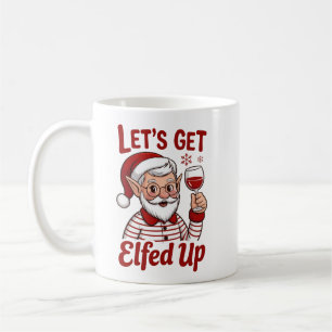 Laten we Elfenfeest Vieren Snarky Kerst Wijn Elf H Koffiemok