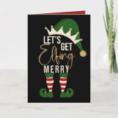 Laten we Elfing Merry Elf Gold Glitter Kerstmis ha Feestdagen Kaart (Voorkant)