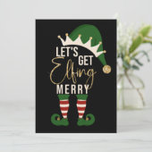 Laten we Elfing Merry Elf Gold Glitter Kerstmis ha Feestdagenkaart (Staand voorkant)