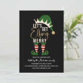 Laten we Elfing Merry Elf Gold Glitter Kerstmis ha Kaart (Staand voorkant)