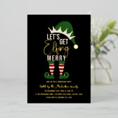 Laten we Elfing Merry Elf kerstgoud halen Folie Feestdagenkaart (Staand Voorkant)