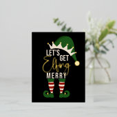 Laten we Elfing Merry Elf met kerstfeest Gold Foil Folie Feestdagen Briefkaart (Staand Voorkant)