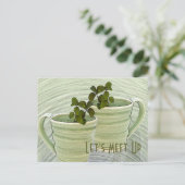 Laten we elkaar ontmoeten Groene mokken Munt takje Briefkaart (Staand voorkant)