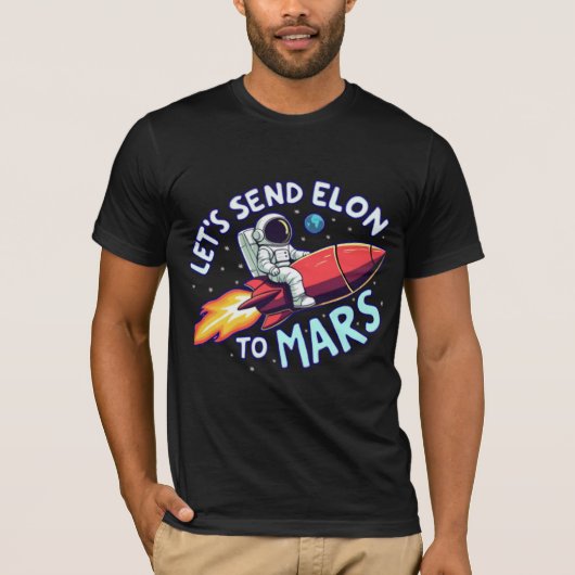 Laten we Elon naar Mars sturen Mannen T-Shirt (Voorkant)
