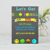 Laten we emotioneel worden, Emoji Boy Verjaardagsu Kaart (Staand voorkant)