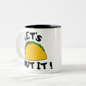 Laten we erover praten tweekleurige koffiemok (Voorkant links)