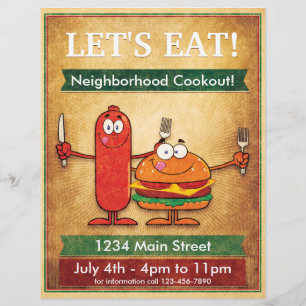 Laten we eten! Buurtbarbecue Flyer