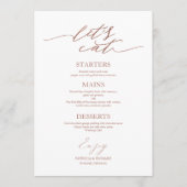 Laten we eten chique script bruiloft menu Kaart vo (Voorkant)