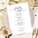 Laten we eten chique script bruiloft menu Kaart vo<br><div class="desc">Een simpele kaart voor het huwelijkskalligrafie. Ik bied een gratis aanpassingsservice aan. Als je vragen hebt of speciale verzoeken hebt,  kun je contact met mij opnemen.</div>