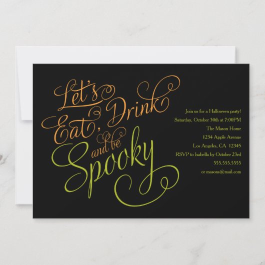 Laten we eten, Drinken en spektakel zijn | Zwart/O Kaart (Voorkant)