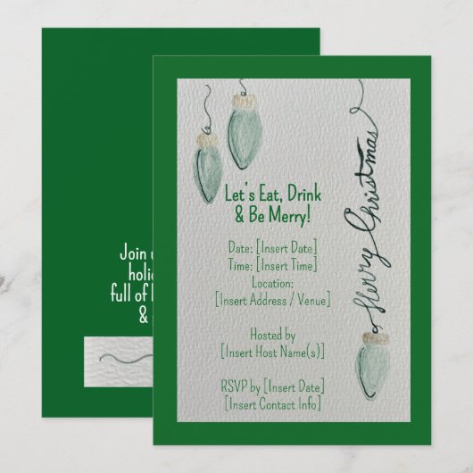 Laten we eten, Drinken en vrolijk zijn Kaart (Voorkant / Achterkant)