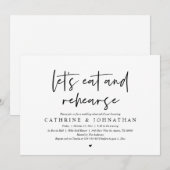 Laten we eten en repeteren, bruiloft repetitie din kaart (Voorkant / Achterkant)