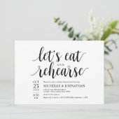 Laten we eten en repeteren, huwelijksdiner nodigt  kaart (Staand voorkant)