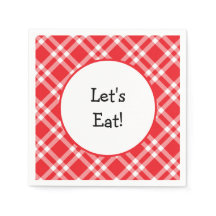 Laten we eten met rood en wit geruit