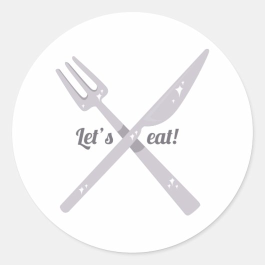 Laten we eten! ronde sticker (Voorkant)