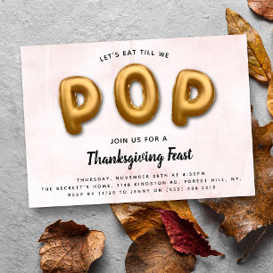 Laten we eten tot we POPPEN! Thanksgiving-binnenpa Kaart
