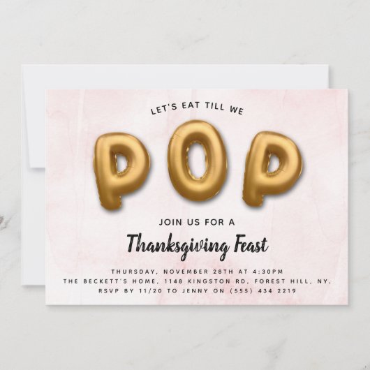 Laten we eten tot we POPPEN! Thanksgiving-binnenpa Kaart (Voorkant)