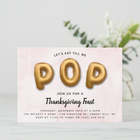 Laten we eten tot we POPPEN! Thanksgiving-binnenpa Kaart (Staand voorkant)