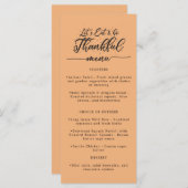 Laten we eten & zijn dankbare Oranje Thanksgiving Menu (Voorkant / Achterkant)