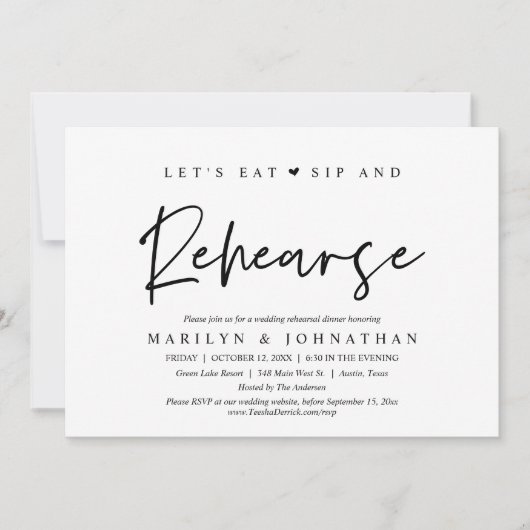 Laten we eten, zingen en repetities, bruiloft eten kaart (Voorkant)