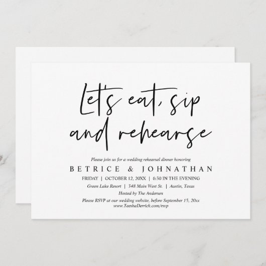 Laten we eten, zingen en repetities, repetitief di kaart (Voorkant / Achterkant)