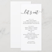 Laten we eten. Zwart-wit, eenvoudig script bruilof Menu (Voorkant / Achterkant)
