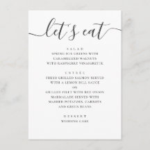 Laten we eten. Zwart-wit modern trouwscript