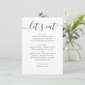Laten we eten. Zwart-wit modern trouwscript Menu (Staand voorkant)