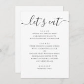 Laten we eten. Zwart-wit modern trouwscript Menu (Voorkant / Achterkant)