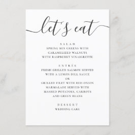 Laten we eten. Zwart-wit modern trouwscript Menu