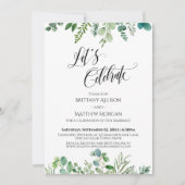 Laten we Eucalyptus Greenery Reception vieren Kaart (Voorkant)