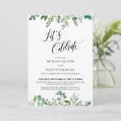 Laten we Eucalyptus Greenery Reception vieren Kaart (Staand voorkant)