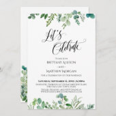 Laten we Eucalyptus Greenery Reception vieren Kaart (Voorkant / Achterkant)