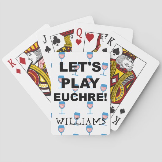 Laten we Euchre spelen! Wijnglazen thema Pokerkaarten (Achterkant)