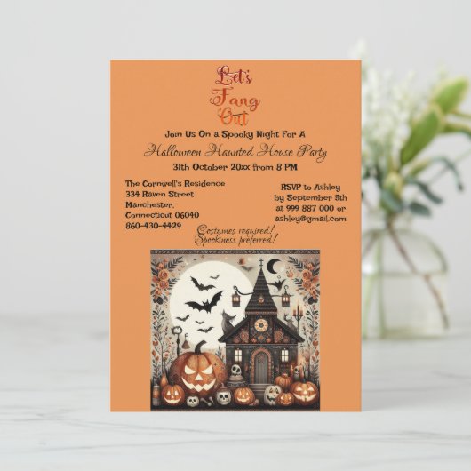 Laten we Fang Out Script Modern Haunted House Part Kaart (Staand voorkant)