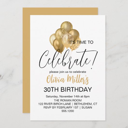 Laten we Faux Gold 30ste verjaardagsfeest vieren Kaart (Voorkant / Achterkant)