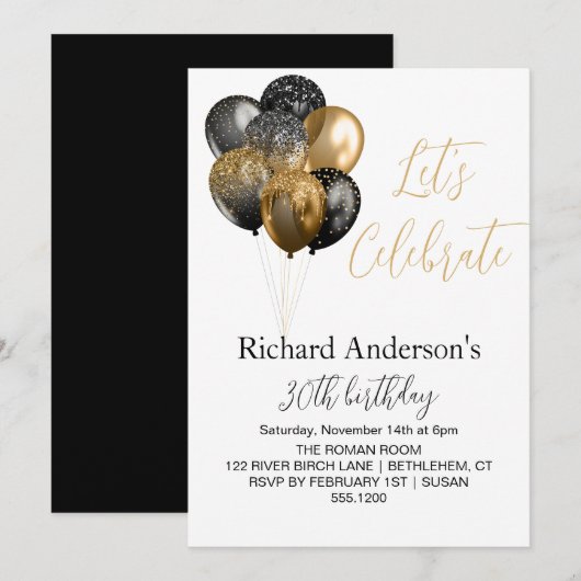 Laten we Faux Gold 30th Mannen verjaardagsfeest vi Kaart (Voorkant / Achterkant)