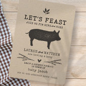 Laten we Feast maken! Modern Land Rustic BBQ Baby  Kaart