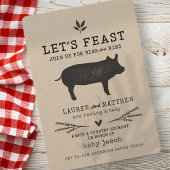 Laten we Feast maken! Modern Land Rustic BBQ Baby  Kaart