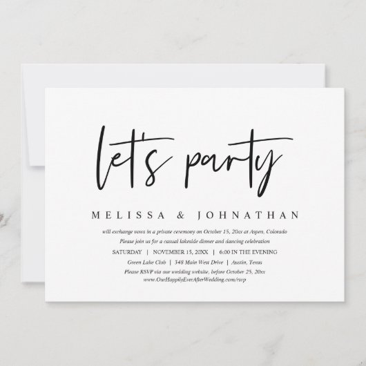 Laten we feest, Casual weddenschap-eetdiner Kaart (Voorkant)