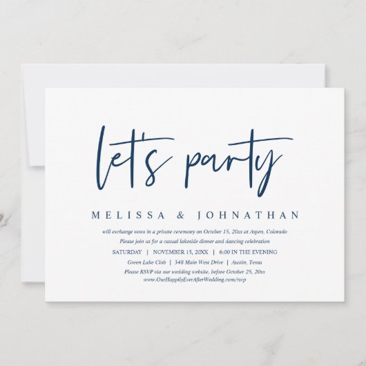 Laten we feest, Casual weddenschap-eetdiner Kaart (Voorkant)